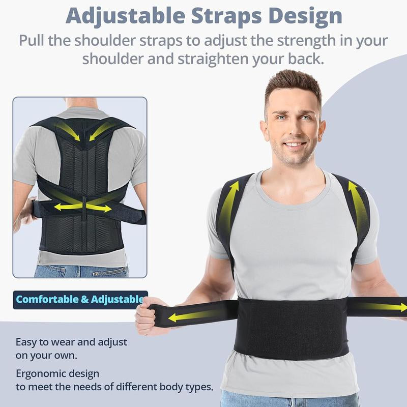 2025 Back Brace Posture Corrector for Women and Men, Shoulder Straightener, Adjustable Full Back Support, Upper and Lower Back Pain Relief - Scoliosis, Hunchback, Hump, Thoracic, Spine Corrector