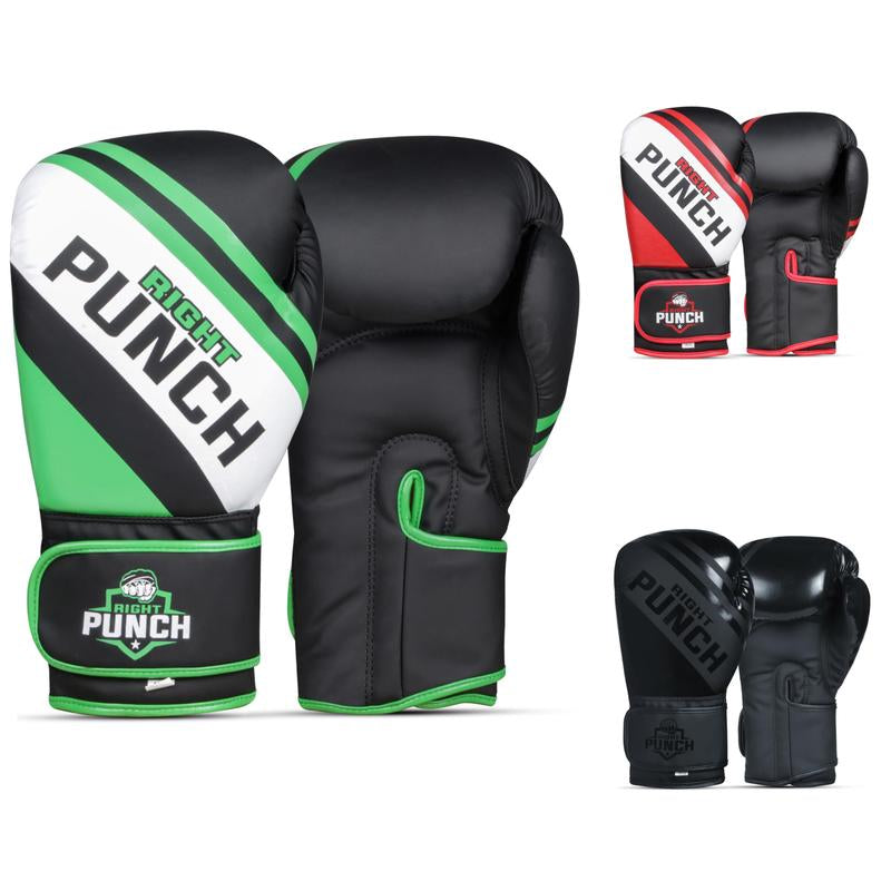 Right Punch Boxing Gloves for Men & Women – Faux Leather Muay Thai, Kickboxing, MMA & Sparring Gloves – Training Heavy Bag Gloves with Secure Wrist Strap & Thumb Lock – 2 4 6 8 10 12 14 16Oz