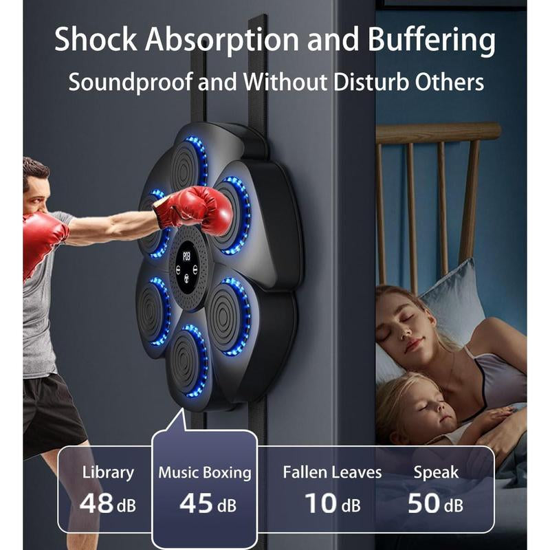 Music Boxing Machine with Boxing Gloves, Smart Bluetooth Boxing Equipment Wall Mounted Punching Pad with 9 Modes and 18 Speeds, Boxing Training Target Workout for Adults