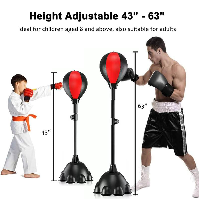 For Adults Kids Punching Bag, Height Adjustable Reflex Boxing Bag Free Standing, Speed Punching Ball with Gloves, Boxing Equipment for Home Gym Fitness