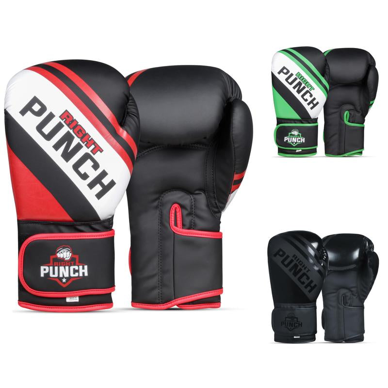 Right Punch Boxing Gloves for Men & Women – Faux Leather Muay Thai, Kickboxing, MMA & Sparring Gloves – Training Heavy Bag Gloves with Secure Wrist Strap & Thumb Lock – 2 4 6 8 10 12 14 16Oz