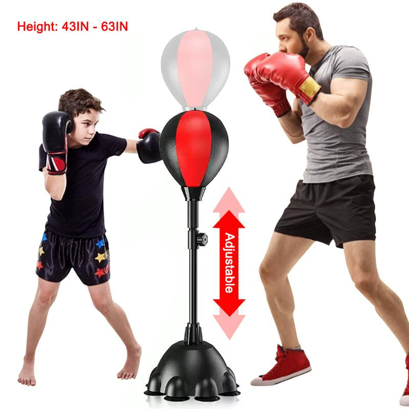 For Adults Kids Punching Bag, Height Adjustable Reflex Boxing Bag Free Standing, Speed Punching Ball with Gloves, Boxing Equipment for Home Gym Fitness