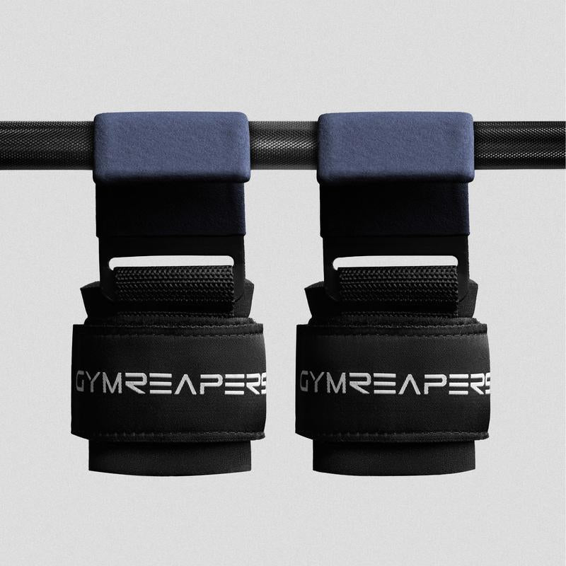 Premium Gymreapers Lifting Hooks for Better Muscle Focus and Grip Strength Relief - Navy
