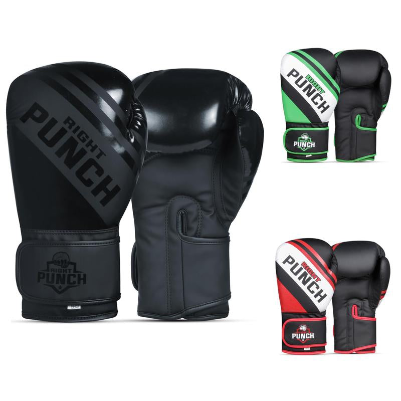 Right Punch Boxing Gloves for Men & Women – Faux Leather Muay Thai, Kickboxing, MMA & Sparring Gloves – Training Heavy Bag Gloves with Secure Wrist Strap & Thumb Lock – 2 4 6 8 10 12 14 16Oz