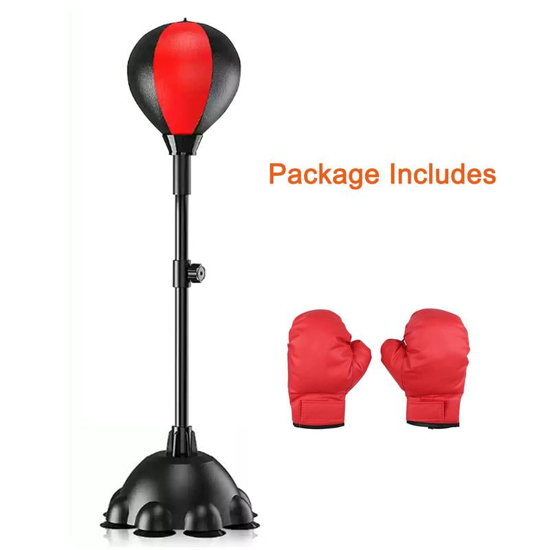 For Adults Kids Punching Bag, Height Adjustable Reflex Boxing Bag Free Standing, Speed Punching Ball with Gloves, Boxing Equipment for Home Gym Fitness