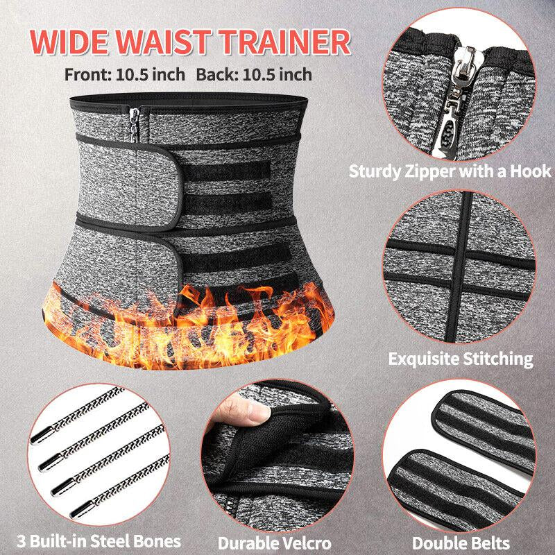 CATTIBOR Men Zipper Sauna Waist Trainer Cincher,Men Neoprene Workout Corset with Adjustable Hook & Eyes,Men & Women Trainer GYM Fitness Shapewear Sport Belt,Men Sportwear Polyster