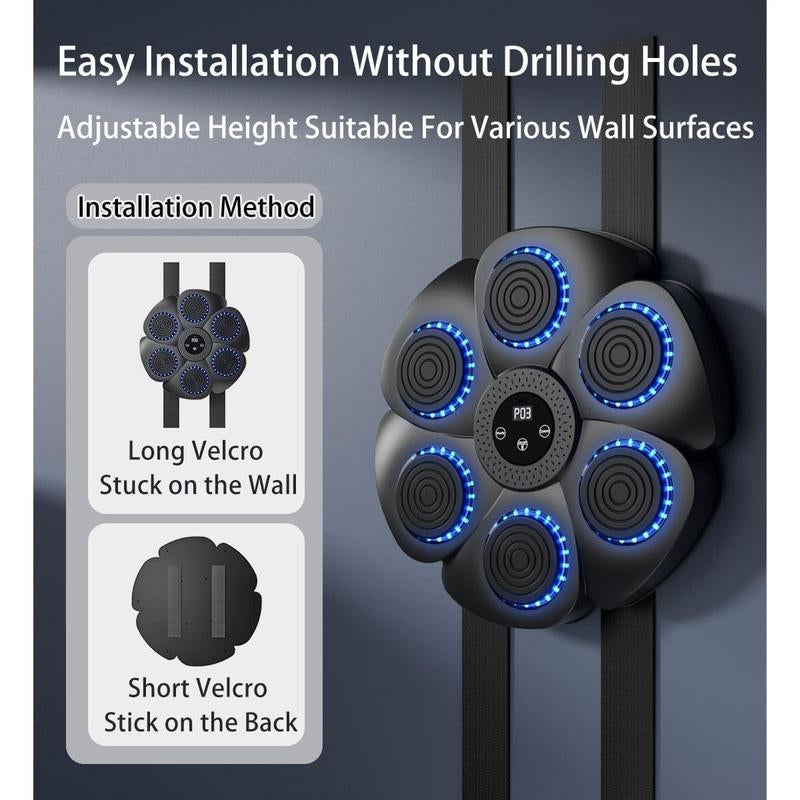 Music Boxing Machine with Boxing Gloves, Smart Bluetooth Boxing Equipment Wall Mounted Punching Pad with 9 Modes and 18 Speeds, Boxing Training Target Workout for Adults