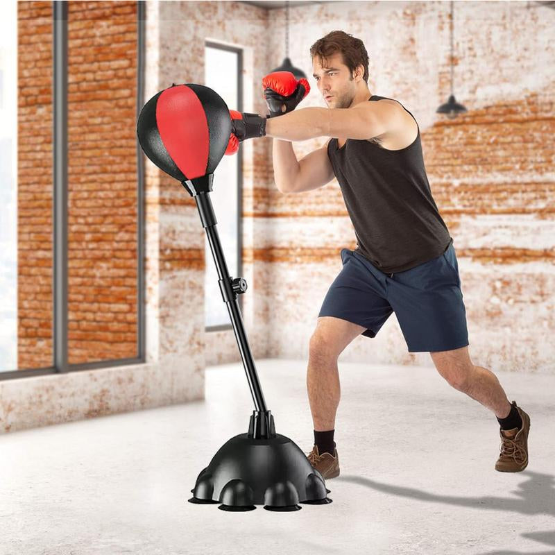 For Adults Kids Punching Bag, Height Adjustable Reflex Boxing Bag Free Standing, Speed Punching Ball with Gloves, Boxing Equipment for Home Gym Fitness