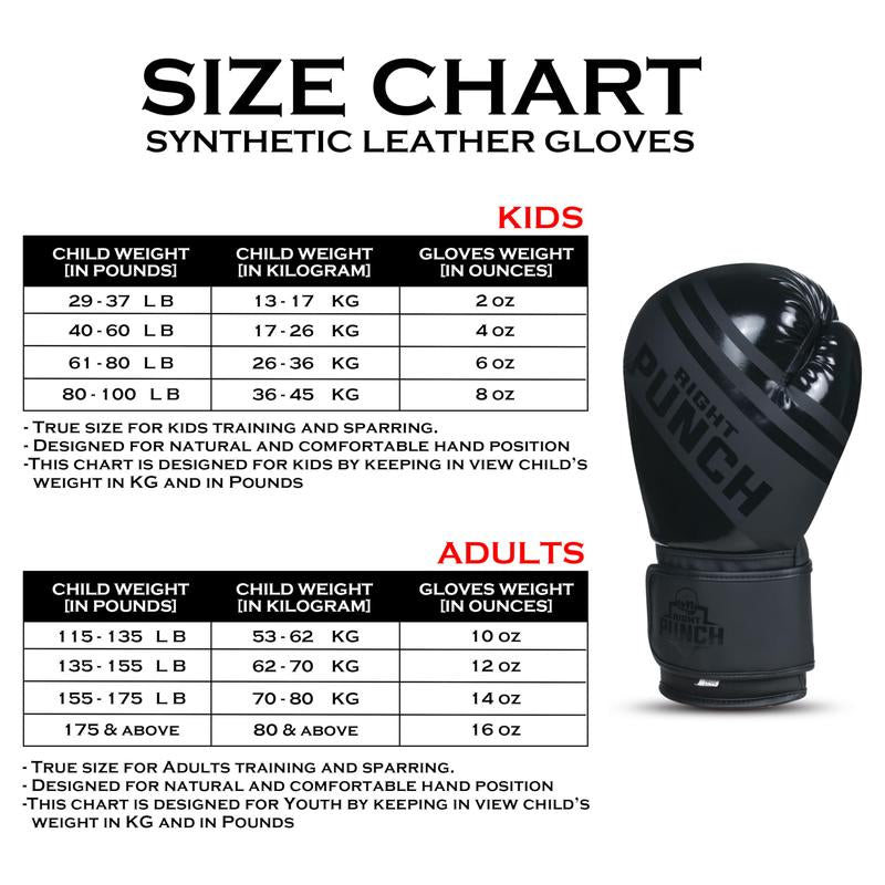 Right Punch Boxing Gloves for Men & Women – Faux Leather Muay Thai, Kickboxing, MMA & Sparring Gloves – Training Heavy Bag Gloves with Secure Wrist Strap & Thumb Lock – 2 4 6 8 10 12 14 16Oz
