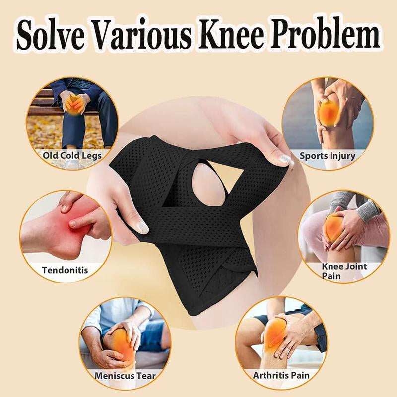 OLLAS 1Pc plus Size Knee Compression Wrapbrace Breathable Adjustable with Side Stabilizers for Men and Women Comfortable Support Technology
