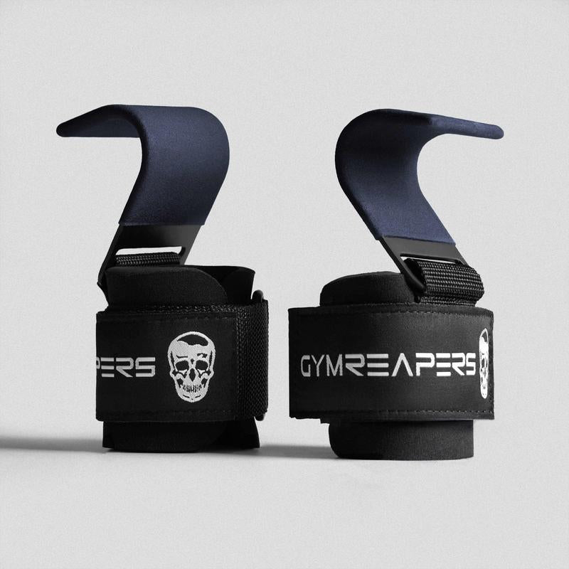 Premium Gymreapers Lifting Hooks for Better Muscle Focus and Grip Strength Relief - Navy