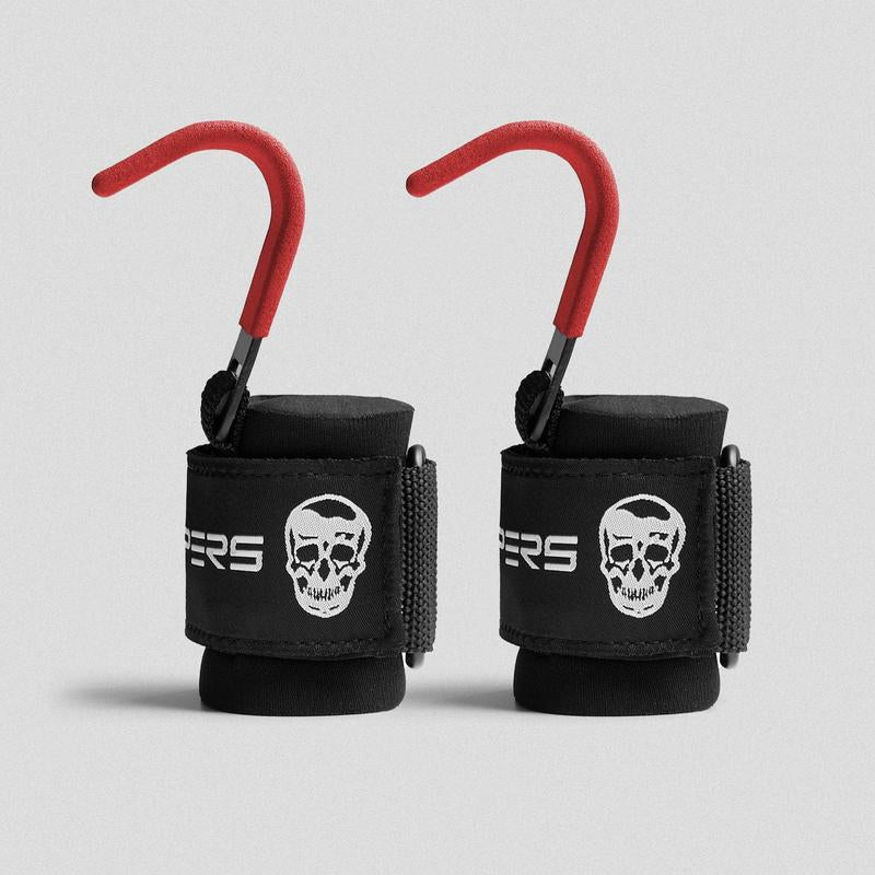 Premium Padding Gymreapers Lifting Hooks - Red, for Barbell