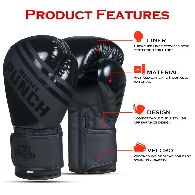 Right Punch Boxing Gloves for Men & Women – Faux Leather Muay Thai, Kickboxing, MMA & Sparring Gloves – Training Heavy Bag Gloves with Secure Wrist Strap & Thumb Lock – 2 4 6 8 10 12 14 16Oz