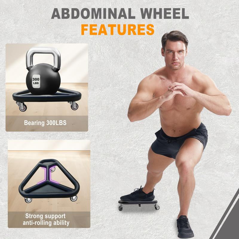 HOTWAVE Abdominal Muscle Wheel Triangle Wheel 360° Rotation Suitable for Men and Women Home Fitness Equipment